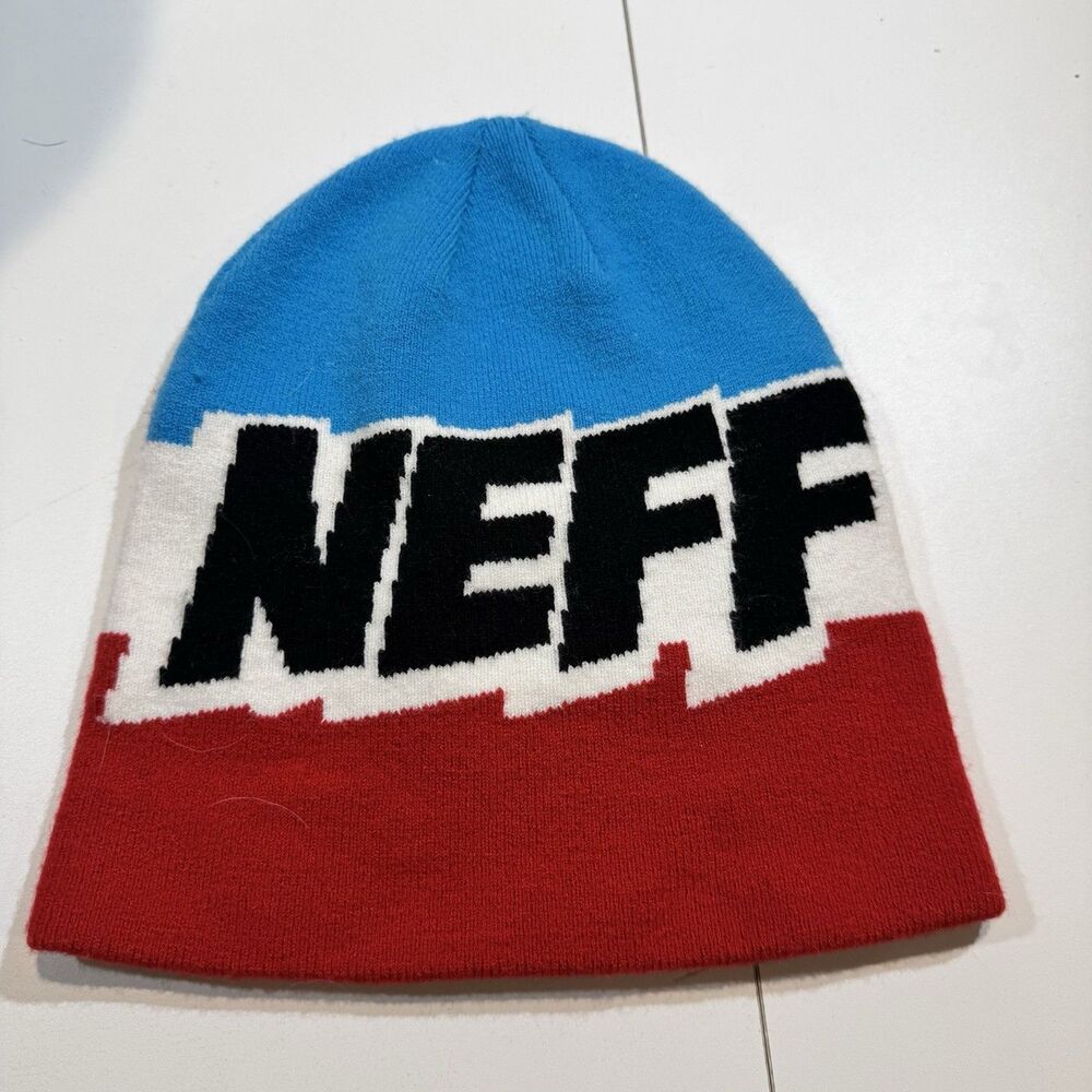 Neff Cartoon Beanie Hat Red White Blue One Size